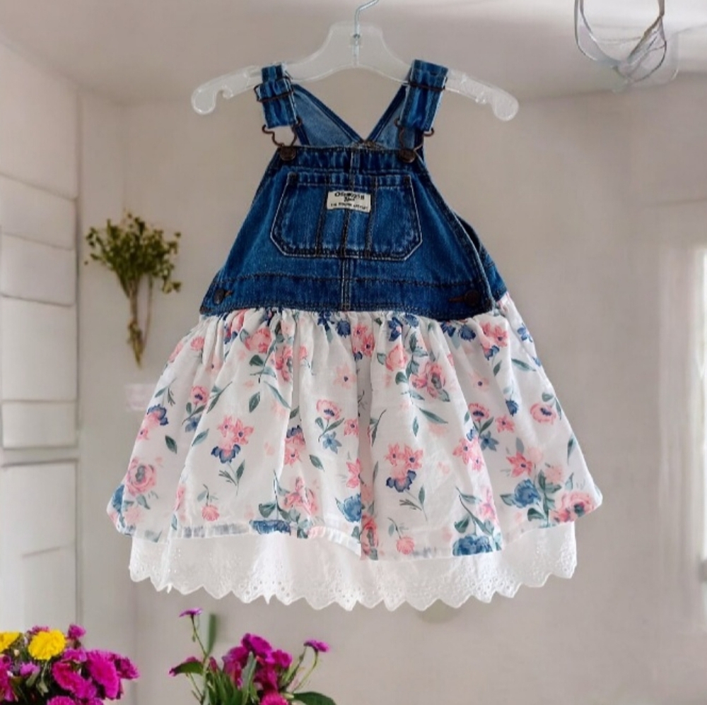 OshKosh B'gosh Denim Floral Skirtall, Size 18-24 Months